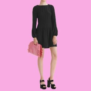 Maje Rockin Pleated Crepe Mini Dress
